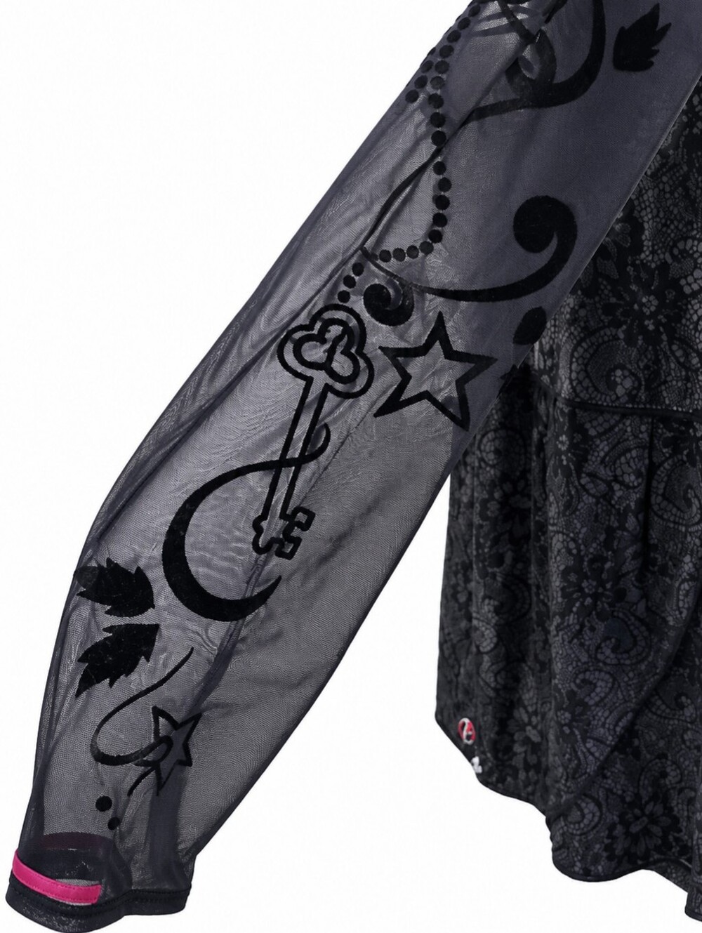 Vitrin Design Sheer Sleeve Lace Dress Small Black Gothic Boho Mesh Sleeve Dress - Picture 5 of 15